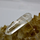 Gemstone Collection ~ Icey Lemurian Point Gold Necklace 18"