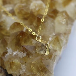 Gemstone Collection ~ Citrine Droplet Necklace 14K Gold