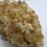 Gemstone Collection ~ Thunderbird 14K Vermeil Gold Pendant + Aquamarine Bead Droplet