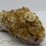 Dharma Wheel Herkimer Gold Necklace