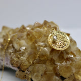 Dharma Wheel Herkimer Gold Necklace