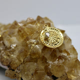 Dharma Wheel Herkimer Gold Necklace