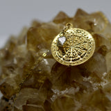 Dharma Wheel Herkimer Gold Necklace