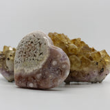 Crystals ~ Pink Amethyst + Pink Flower Agate Heart 122 grams