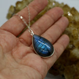 Labradorite Teardrop Necklace – Gold & Silver Protection Crystal