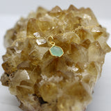 Aqua Chalcedony Mini Hexagon Gold Necklace