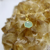Aqua Chalcedony Mini Hexagon Gold Necklace