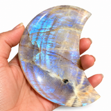 Golden Moonstone Crystal Crescent Large Moon Carving