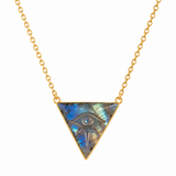 Labradorite All Seeing Evil Eye Gold Triangle Necklace for Protection & Healing
