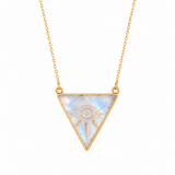 Moonstone All Seeing Evil Eye Gold Triangle Necklace for New Beginnings & Protection
