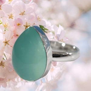 Rings ~ Aqua Chalcedony 925 Sterling Silver - ALL SIZE