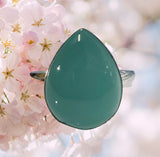 Rings ~ Aqua Chalcedony 925 Sterling Silver - ALL SIZE