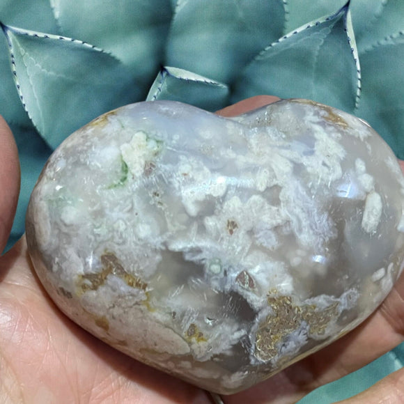 Crystals ~ Flower Agate Puffy Heart
