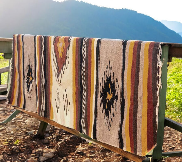 Mexican Blanket ~ XL 100% Wool (Golden Healer) - SHIPS FREE!