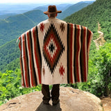 Mexican Blanket ~ Aztec Diamond Design  (Rust + Cream) - SHIPS FREE!