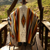 Mexican Blanket ~ XL 100% Wool (Rust + Mustard+ Cream) - SHIPS FREE!