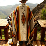 Mexican Blanket ~ XL 100% Wool (Rust + Mustard+ Cream) - SHIPS FREE!