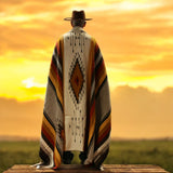 Mexican Blanket ~ XL 100% Wool (Rust + Mustard+ Cream) - SHIPS FREE!