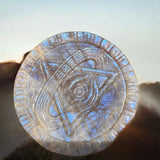 Golden Moonstone Crystal All-Seeing Eye Carving