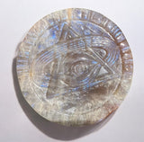Golden Moonstone Crystal All-Seeing Eye Carving