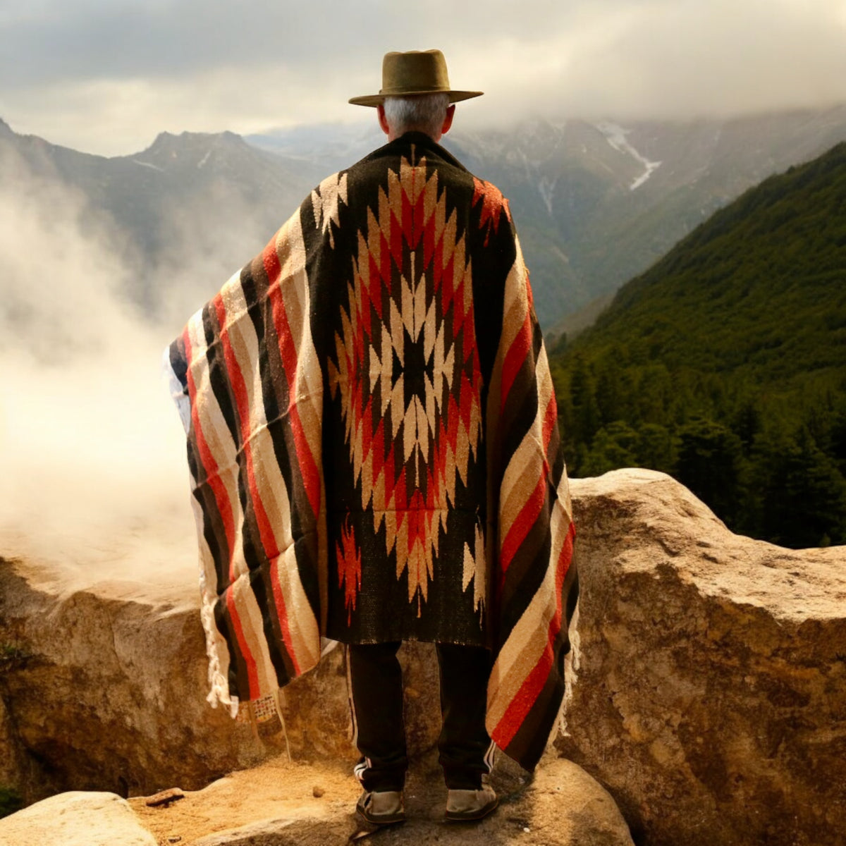 Mexican Blanket ~ Aztec Diamond Design in Rust + Black + Tan – a west ...