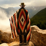 Mexican Blanket ~ Aztec Diamond Design  (Rust + Black + Tan) - SHIPS FREE!