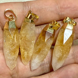 Golden Citrine Point Gold Necklace