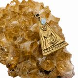 Aquamarine Triangle Buddha Gold Necklace