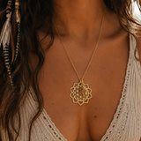 Citrine Flower of Life Gold Necklace