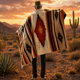 Rust Mexican Aztec Diamond Blanket – South West Sunset
