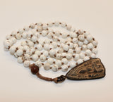 Mala ~ White Turquoise & Rosewood Mala 108 with Buddha Pendant