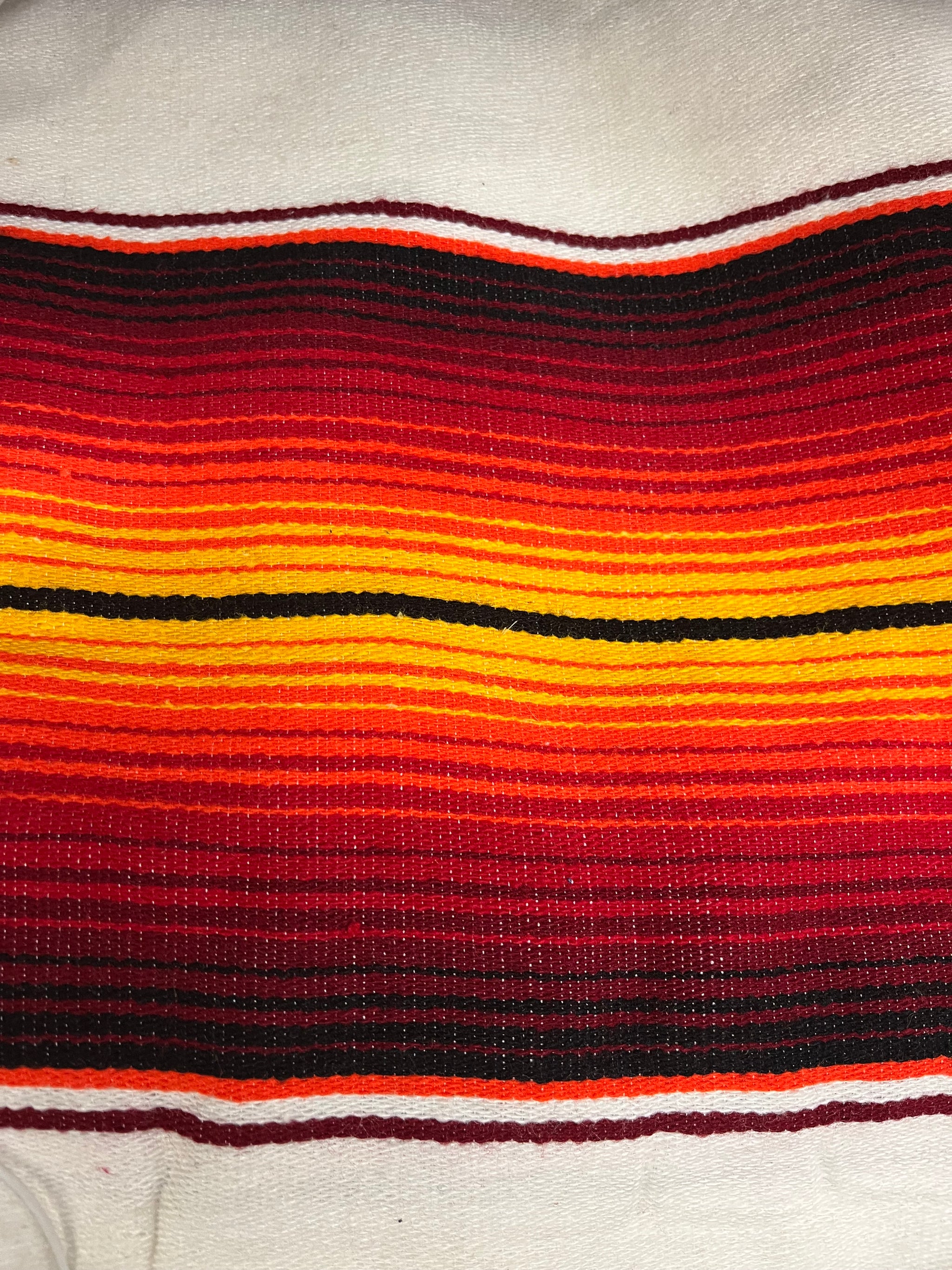Traditional Mexican Serape Blanket – Striped Sunset Red & Orange – Baja Style Tapestry – Boho Decor