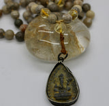 Mala ~ Ancient Fossil with Citrine adorned with Ganesh