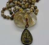 Mala ~ Ancient Fossil with Citrine adorned with Ganesh