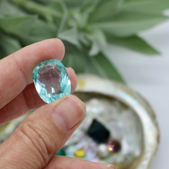 Precious Gemstones-Transparent Aquamarine Cushion Cut
