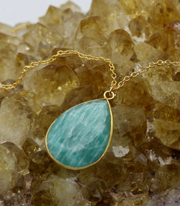Gemstone Collection~ Amazonite Tear Drop Necklace