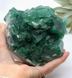 Crystals ~Rare Green Fluorite Cube Cluster ? grams