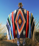 Mexican Blanket ~ Aztec Diamond Design (Steel Blue) - SHIPS FREE!