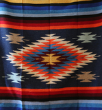 Mexican Blanket ~ Aztec Diamond Design (Steel Blue) - SHIPS FREE!