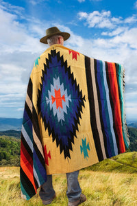 Mexican Blanket ~ Aztec Diamond Design (Sunshine Yellow) - SHIPS FREE!