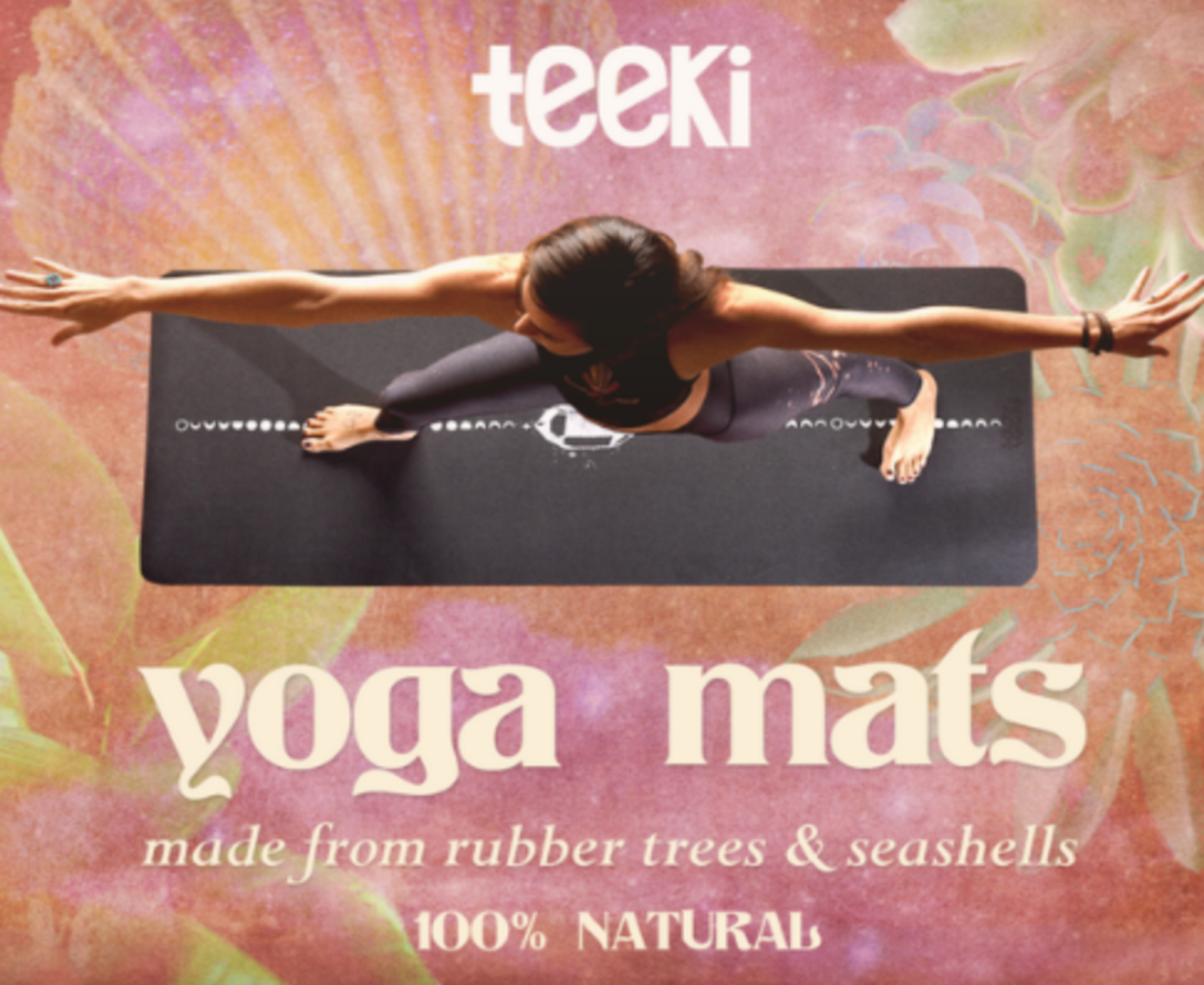 natural tree rubber yoga mat teeki crystal design - yoga mat